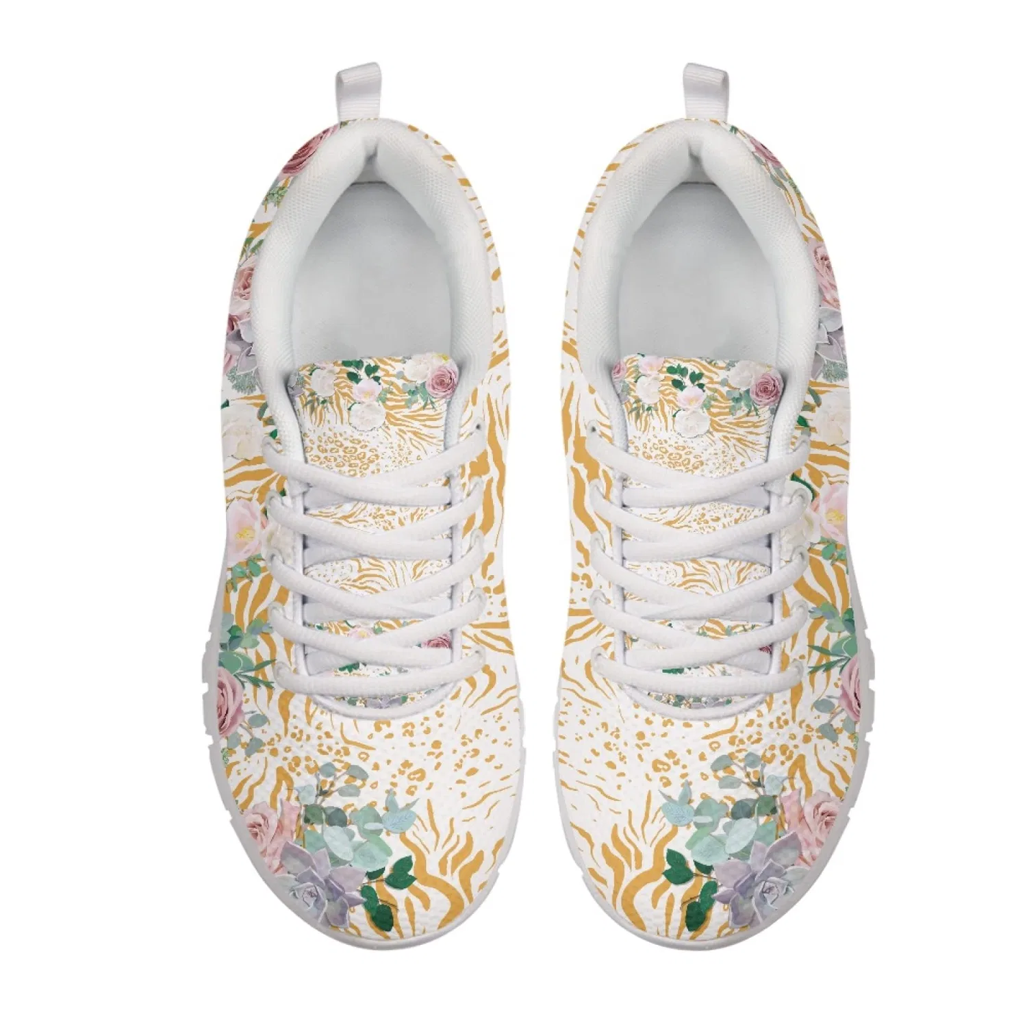 Детские кроссовки для девочек с принтом Running Shoes for Girls Girls Walking Trainers Paw Mushroom Sunflower Print Tie Dye Sports Shoes for Hiking Jogging Kuiaobaty, Zebra Floral Print — фото 4