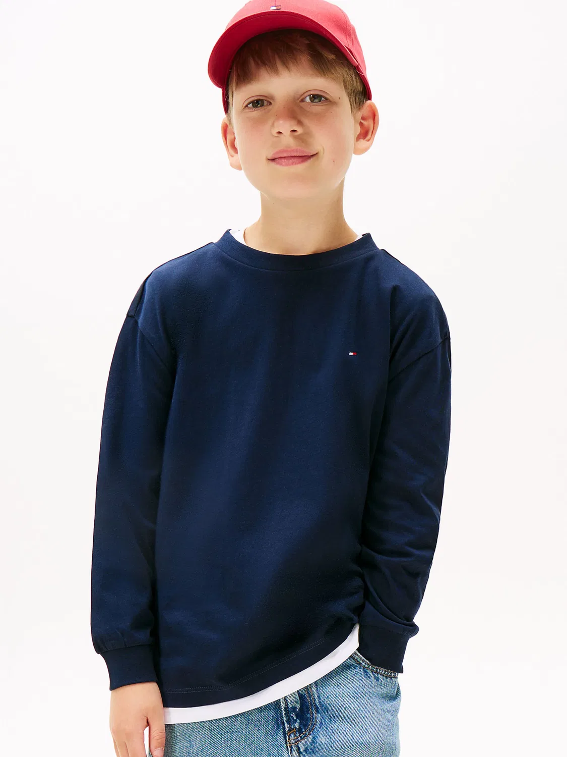 Рубашка Tommy Hilfiger Essential Flag Embroidery Long Sleeve темно-синего цвета с вышивкой флага — фото 2