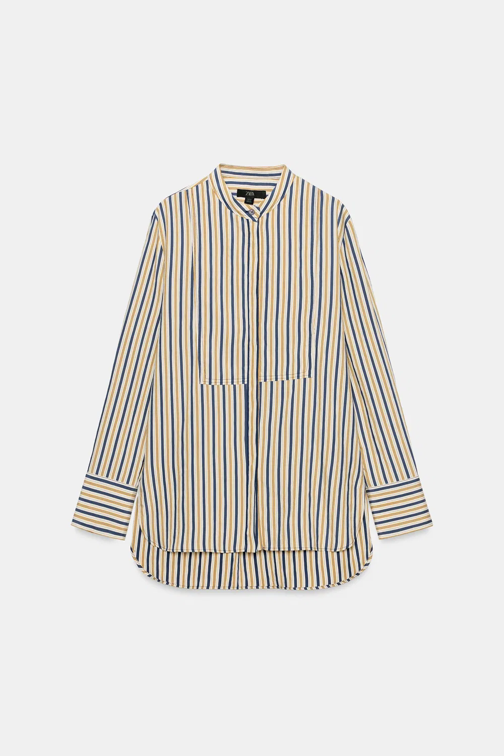 Рубашка в полоску из коллекции ZW с нагрудником. ZARA, Blue — фото 4