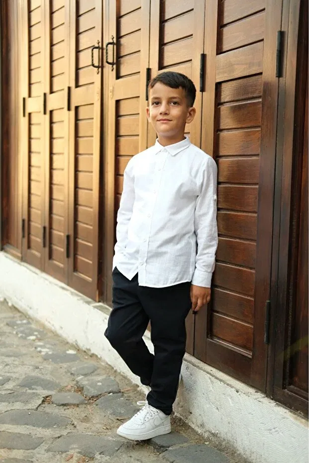Детская рубашка для мальчиков классическая Basics Sarya, White — фото 2