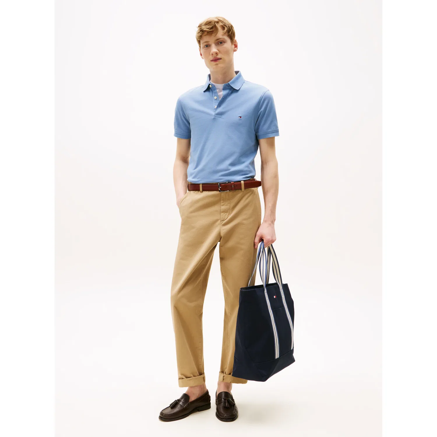 Мужское поло с логотипом Tommy Hilfiger, Brisk Blue — фото 2