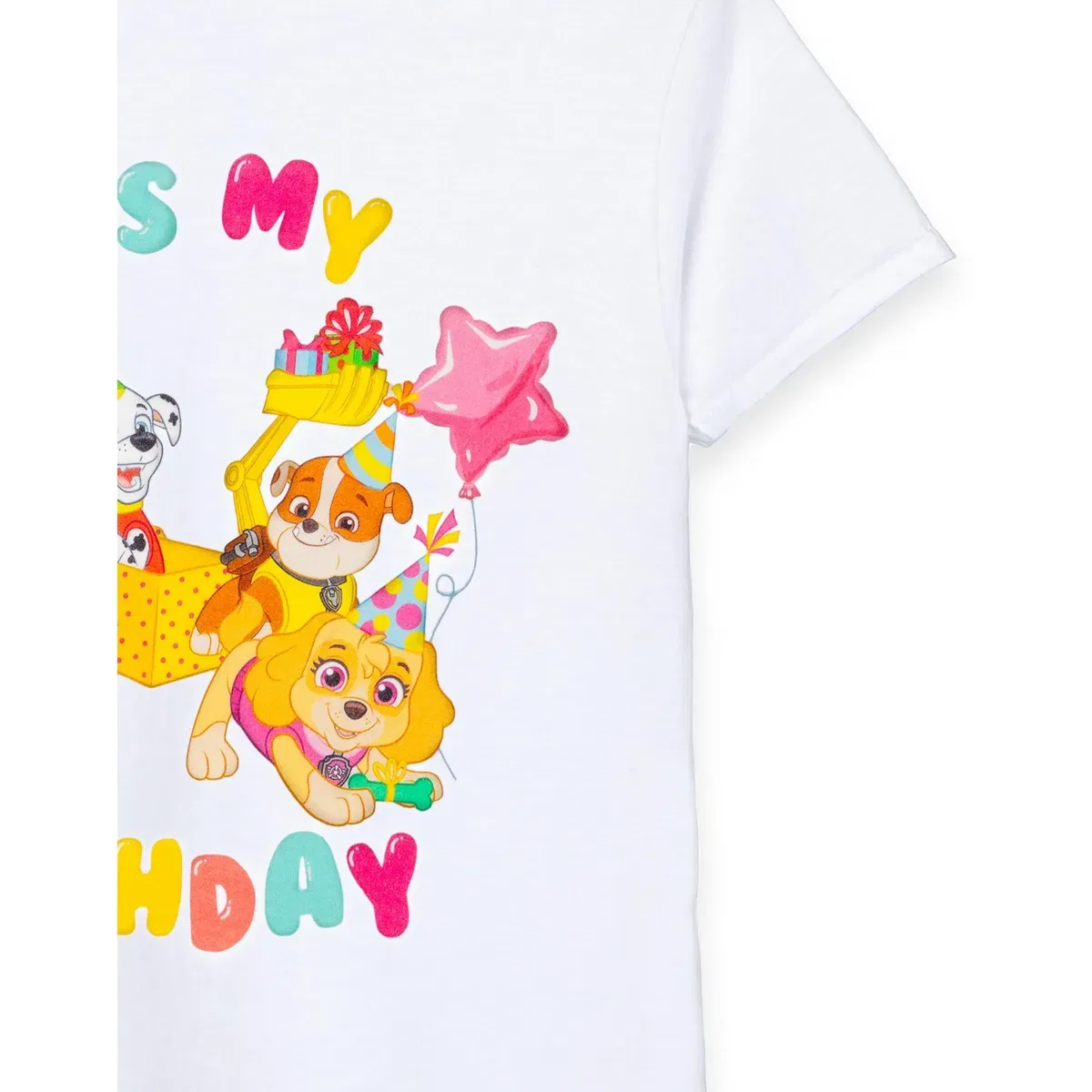 Детская футболка с коротким рукавом с принтом It'S My Birthday Paw Patrol, White — фото 4