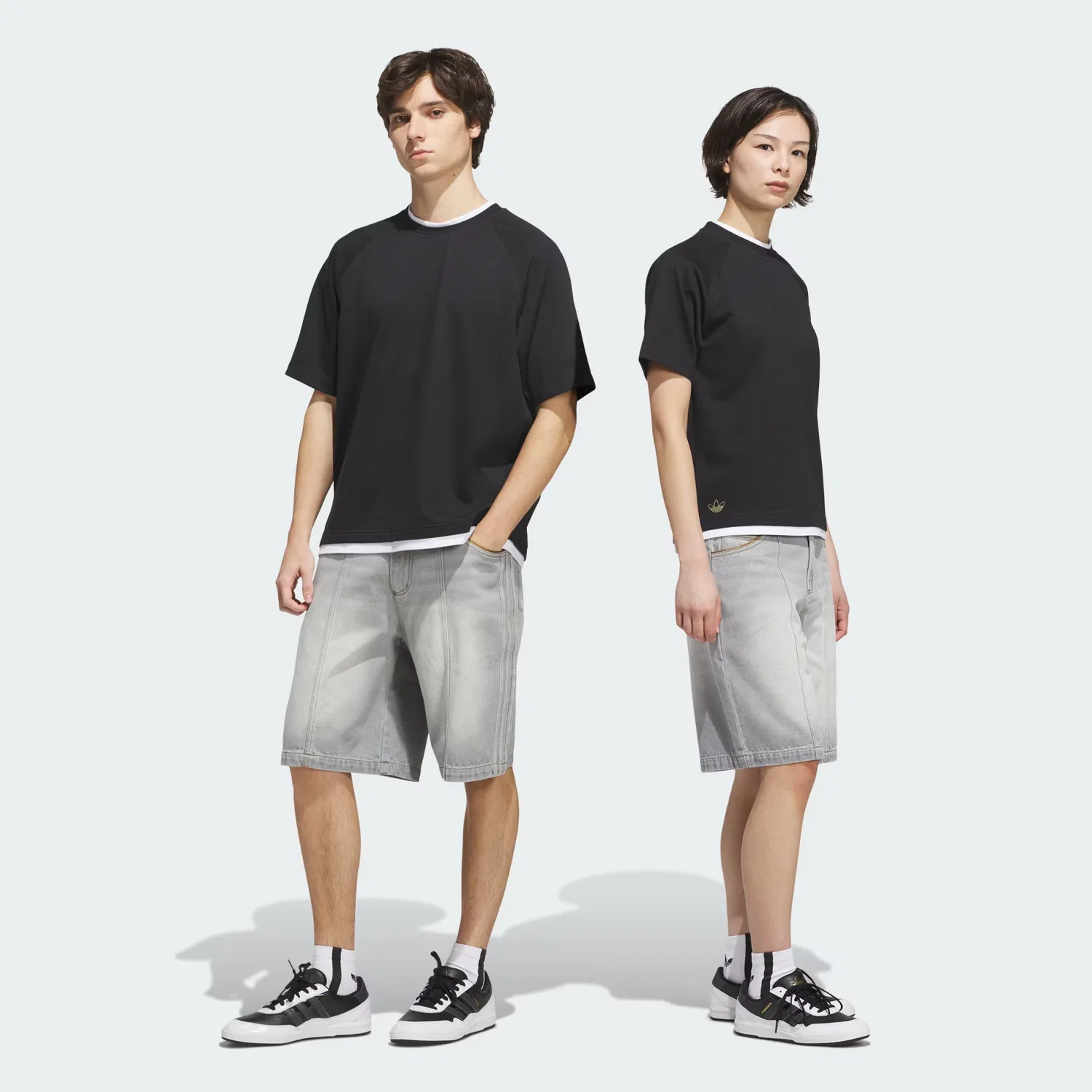 Унисекс джинсовые шорты свободного кроя Tyshawn Adidas Originals, Grey Two