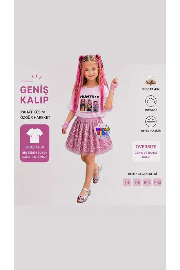 Детская футболка для девочек с принтом Kpop huntrix demon slayers rumi mira zoey t shirt printed tee shirt Bemora Kids, Multicolor