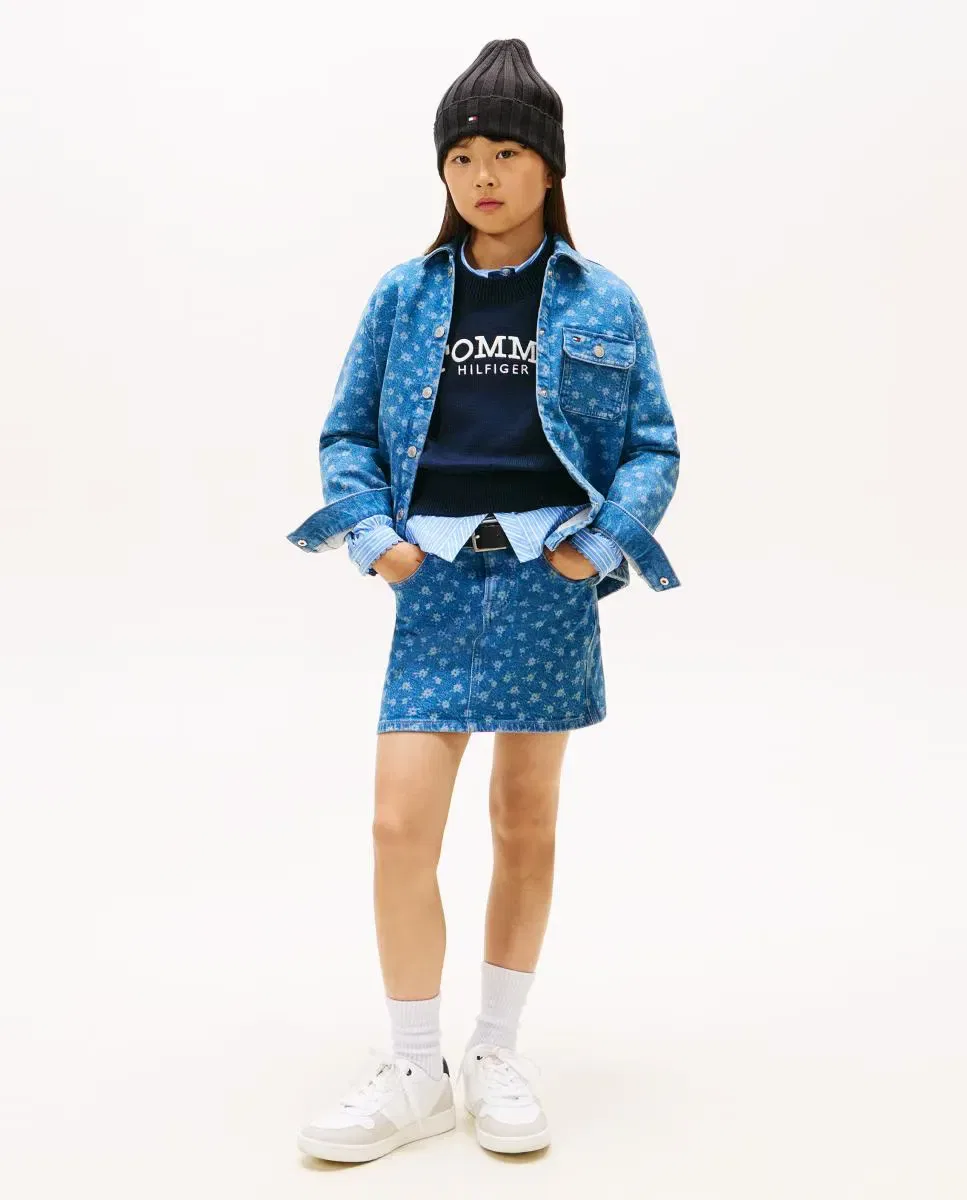 Детская юбка для девочек джинсовая с принтом Tommy Hilfiger, Azul