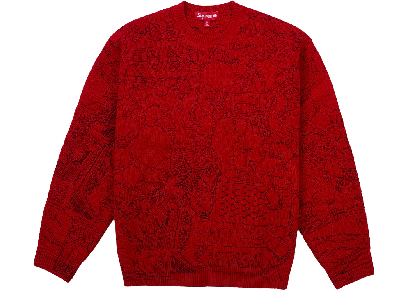 Мужской свитер с вышивкой Supreme Collage Sweater Supreme, Red
