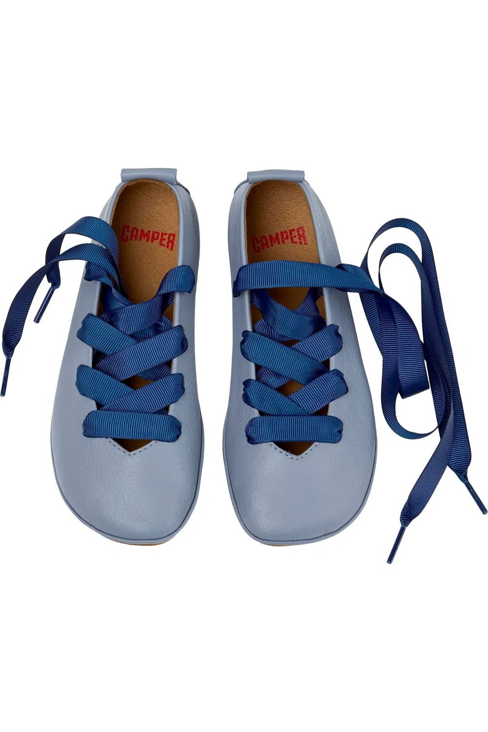 Туфли Балетки детские Camper Right Lace-Up Flat, на шнуровке, Pastel Blue — фото 4