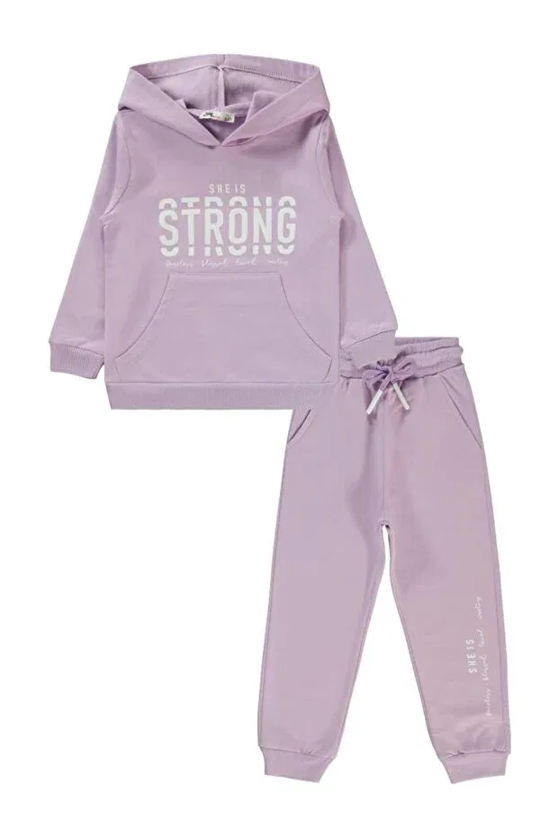 Детский комплект для девочек с принтом Basic 2-piece tracksuit set Civil Girls, Lilac — фото 2