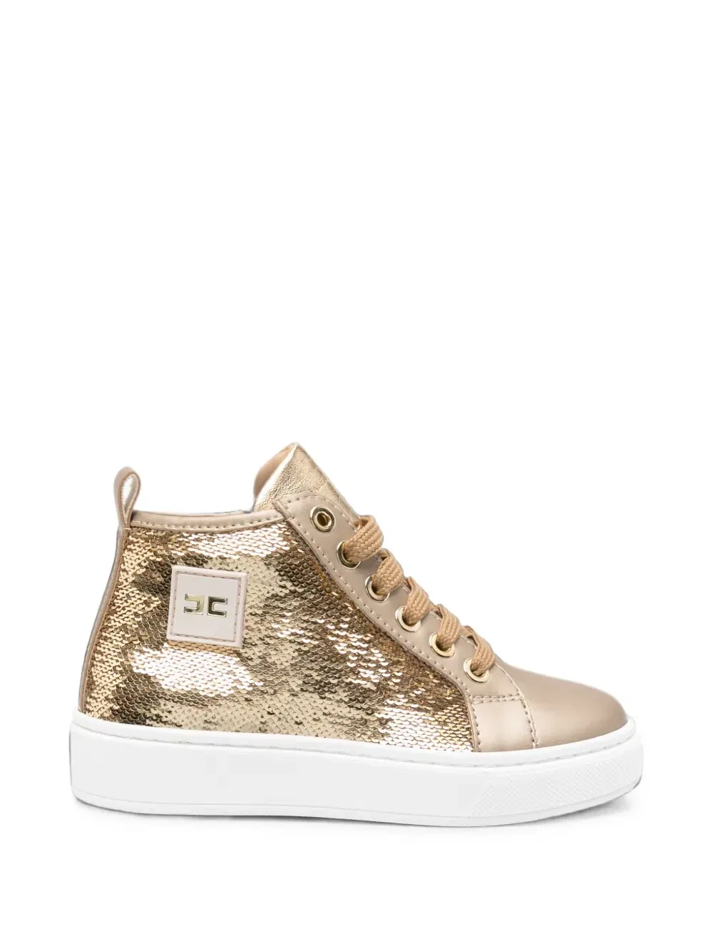 Высокие кеды расшитые пайетками Elisabetta Franchi Kids, золотой