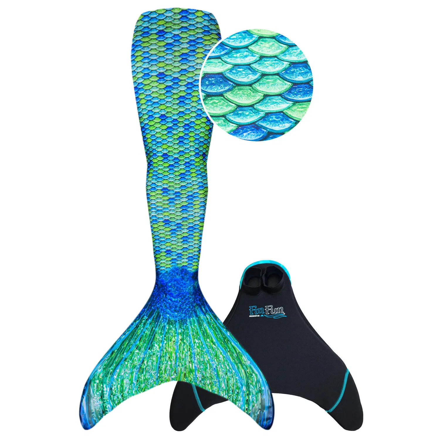 Детский купальник-хвост русалки Mermaidens Original Aussie Green Finfun, Karibikgrun