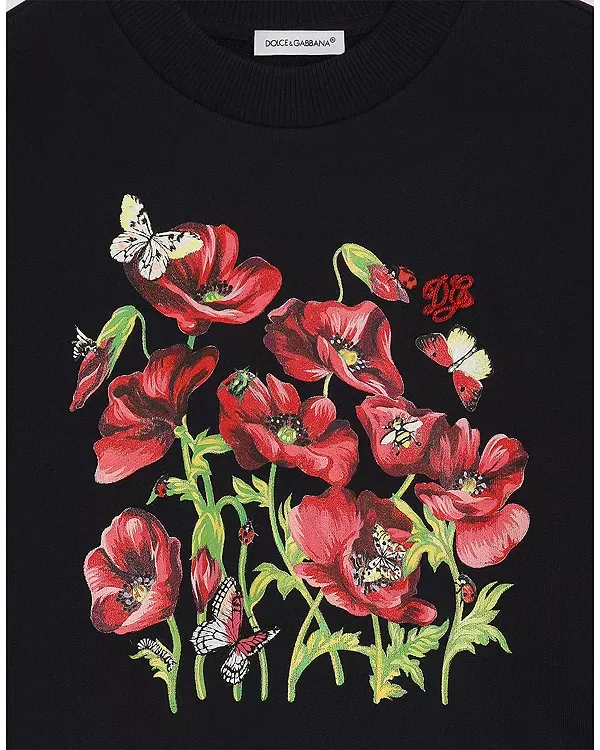Детское худи для девочек с принтом Dolce & Gabbana, темно-синий — фото 4