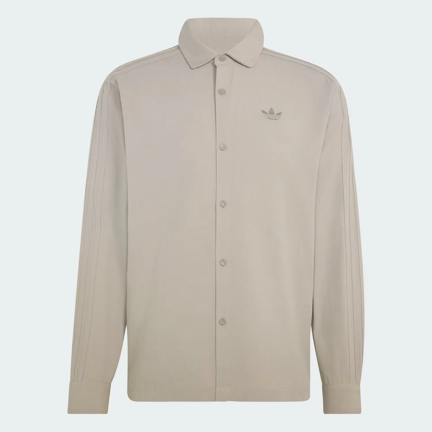 Мужская рубашка на пуговицах прямого кроя, 3-Stripes Button Up Shirt Adidas Originals, Silver Pebble — фото 4