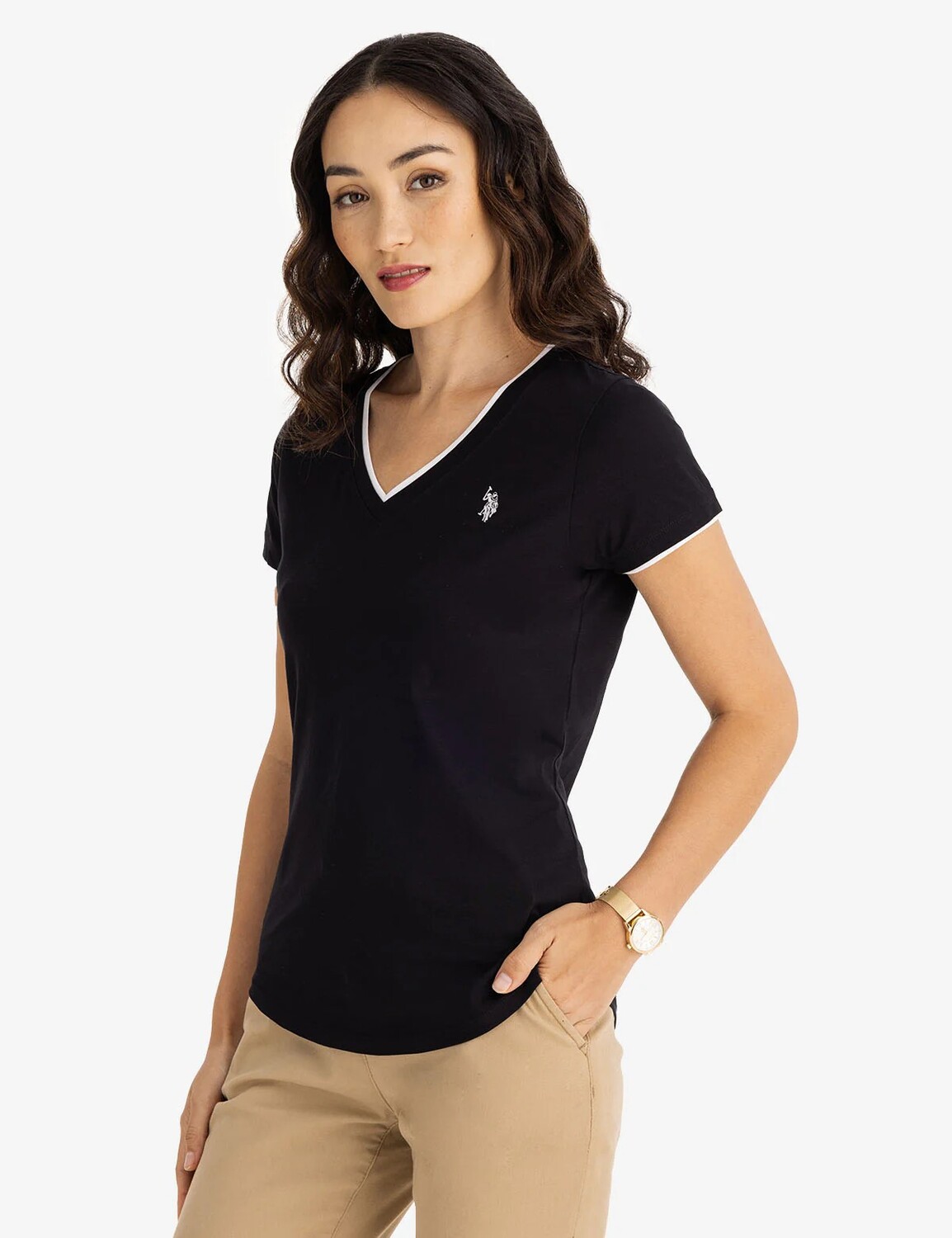 

Футболка U.S. Polo Assn. Double Band V-neck, черный