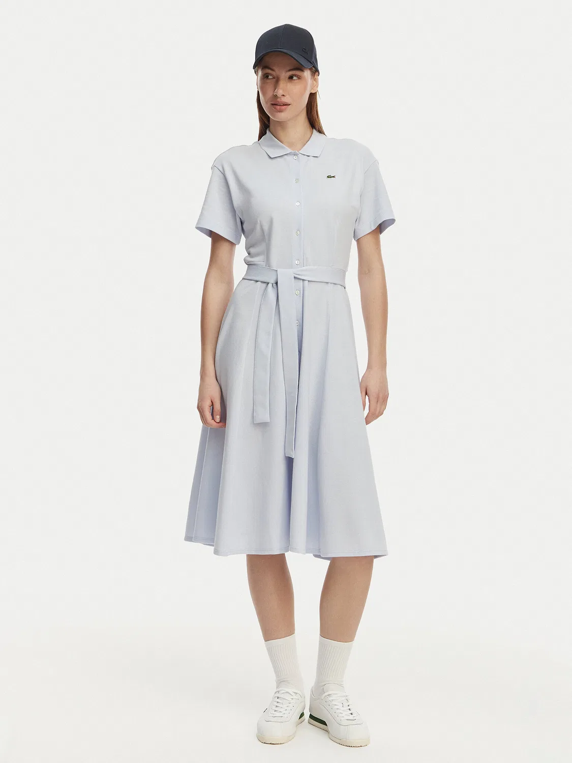 Женское платье-рубашка стандартного кроя Lacoste, голубой — фото 2