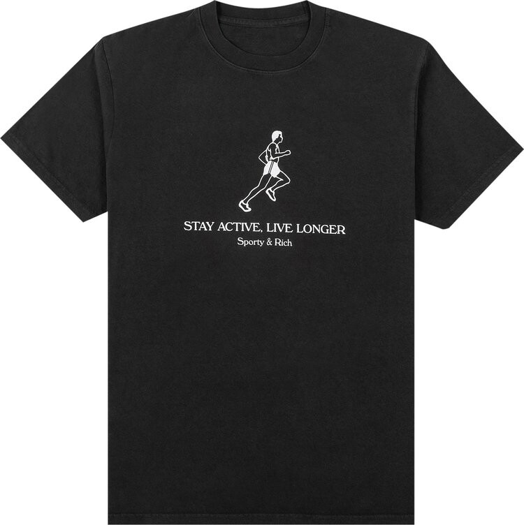 

Футболка Sporty & Rich Live Longer T-Shirt 'Black/White Print', черный