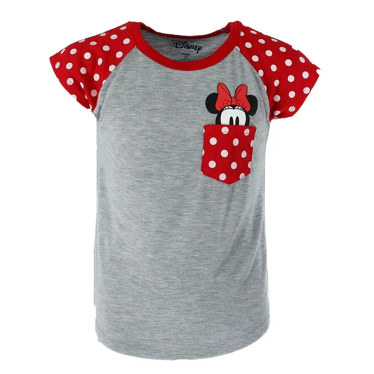 Детская футболка с коротким рукавом с принтом Minnie Mouse Peeking Pocket Tee Disney, Light Grey