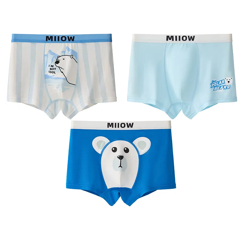 Детские трусы умеренной посадки 3 предмета White Light Blue Blue MIIOW