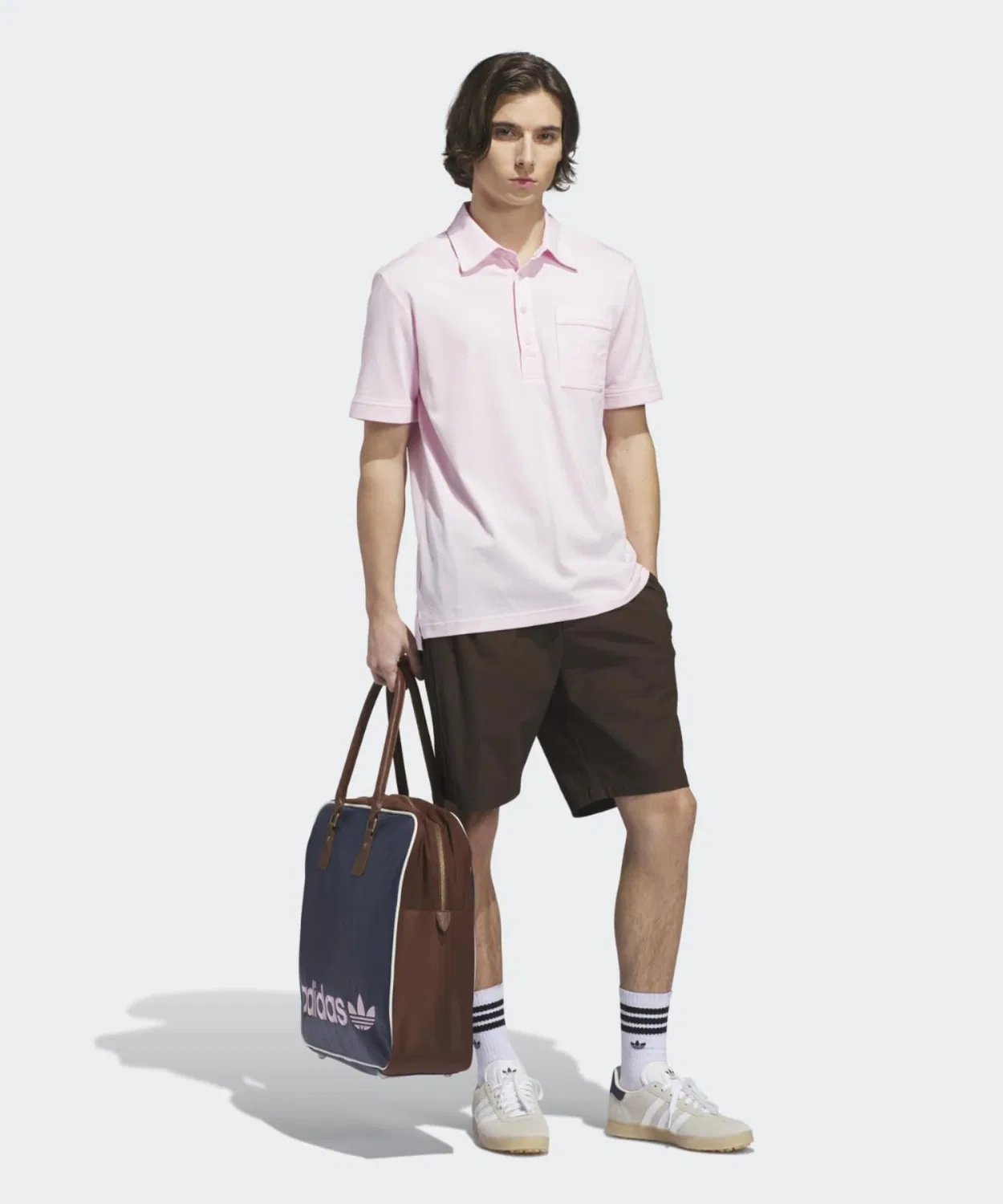 Мужская футболка-поло с коротким рукавом из хлопка с нагрудным карманом Adidas Golf, Pink — фото 3