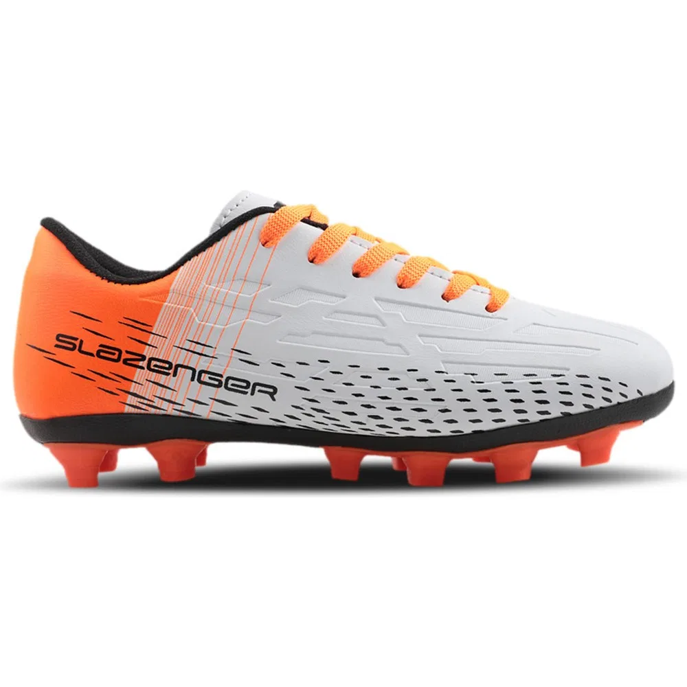 Детские футбольные бутсы для мальчиков на шнуровке, White Orange, Score I Krp Slazenger