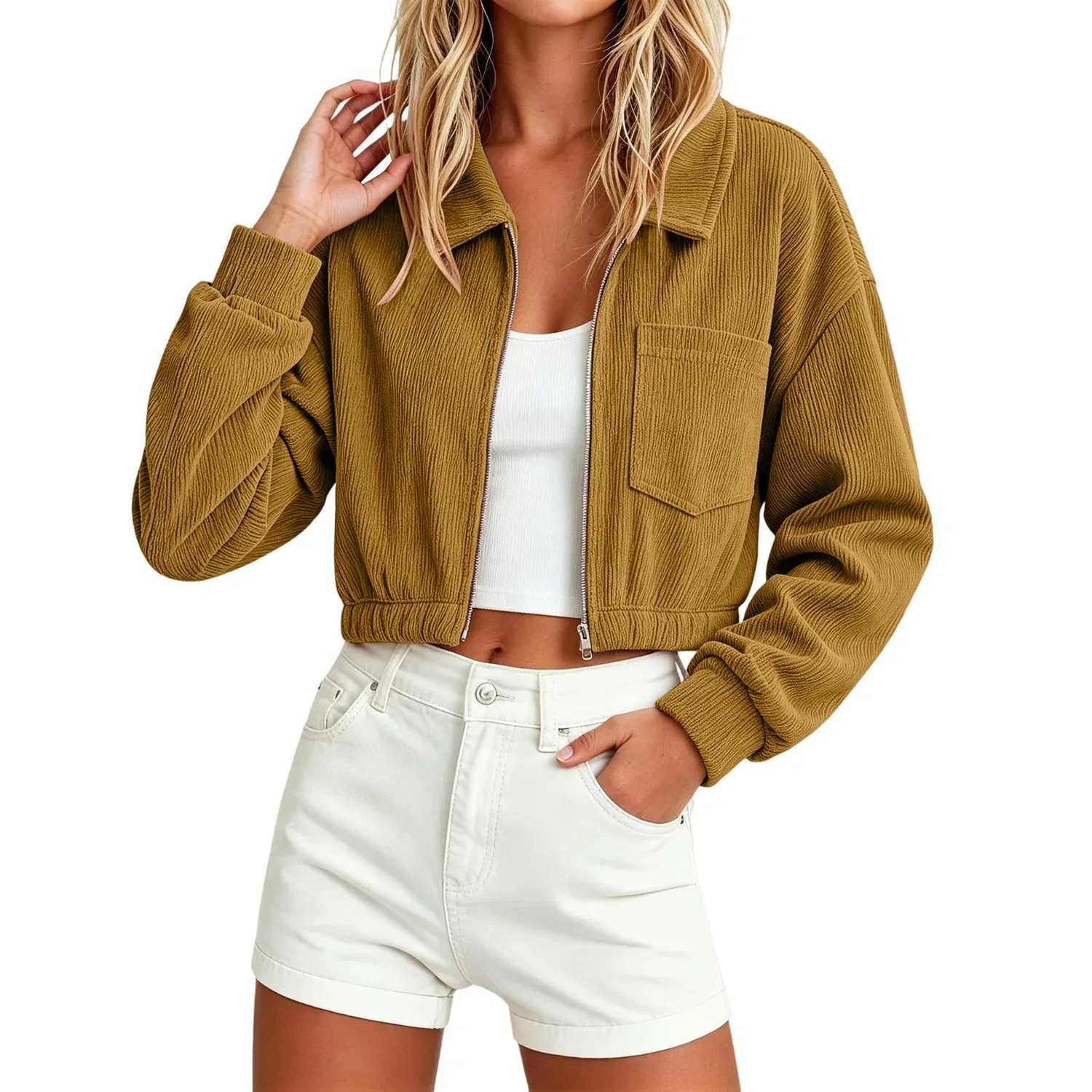 Женская куртка с длинным рукавом vintage, Select Colour Name