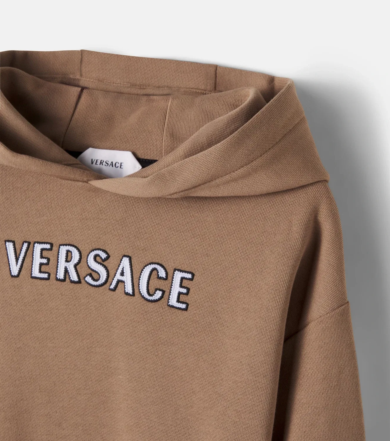 Худи хлопковое с капюшоном Versace Kids, коричневый — фото 4