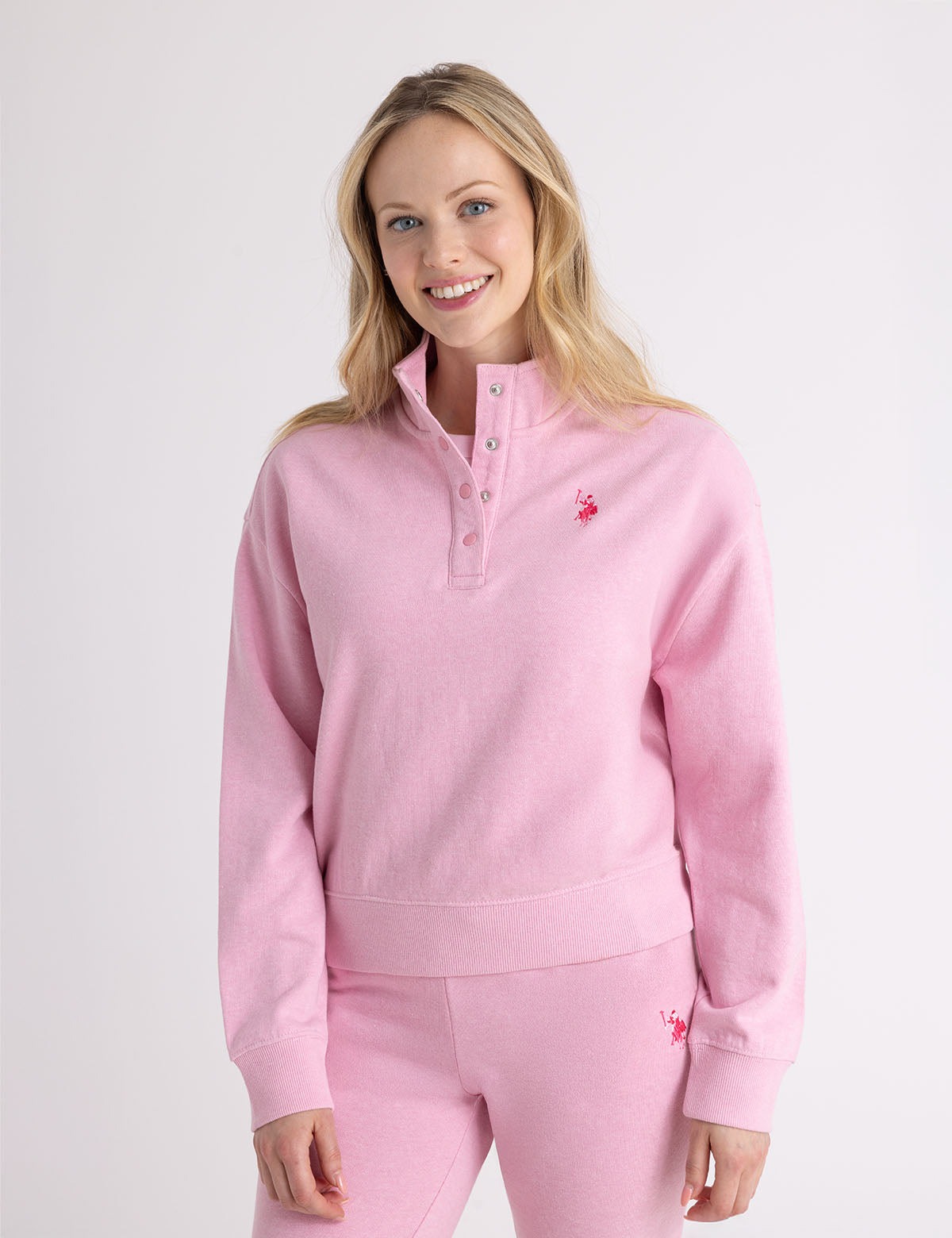 

Свитшот U.S. Polo Assn Snap Placket Popover, розовый