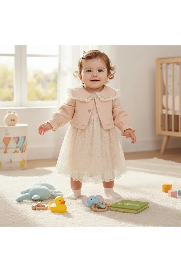 Детское платье-жакет с длинным рукавом Miniborn, Beige