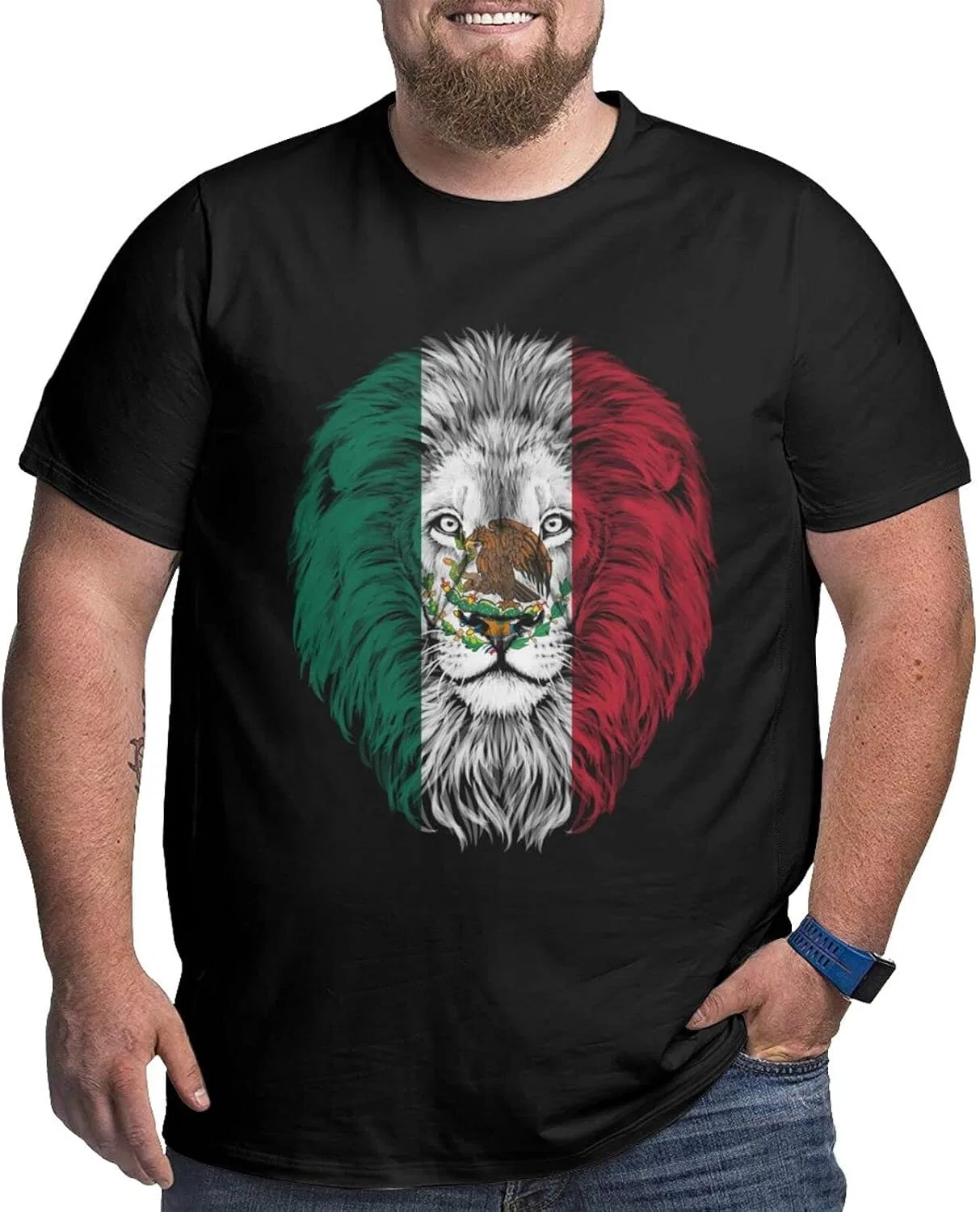 Мужская футболка с графическим принтом Regular Fit, Mexico Flag Lion
