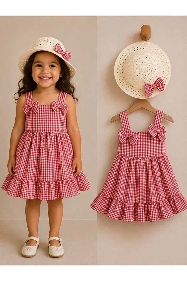Детское платье для девочек с принтом Tinytrendwear, Red
