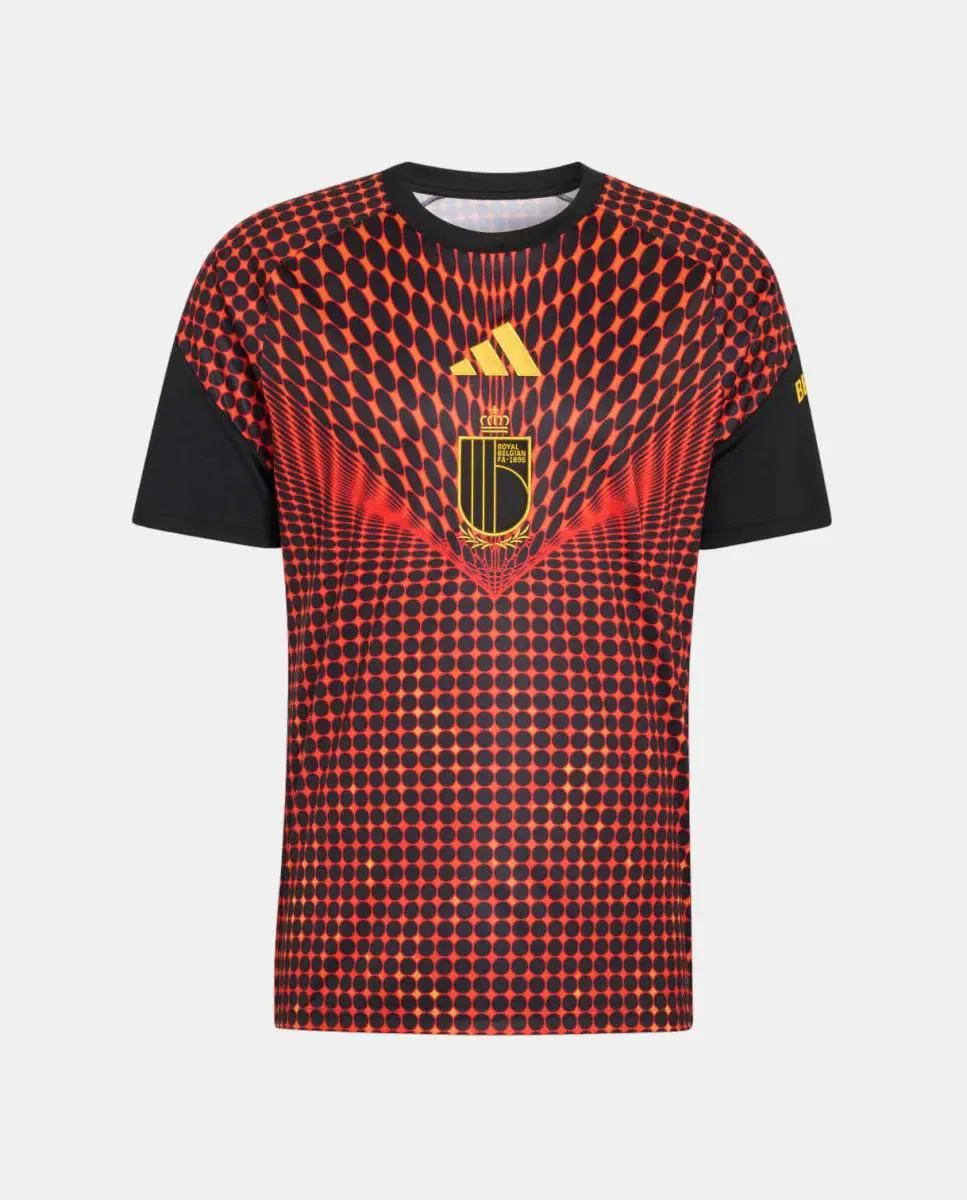 Мужская футболка с принтом Bélgica Mundial 2026 Pre Match adidas, Negro / Rojo