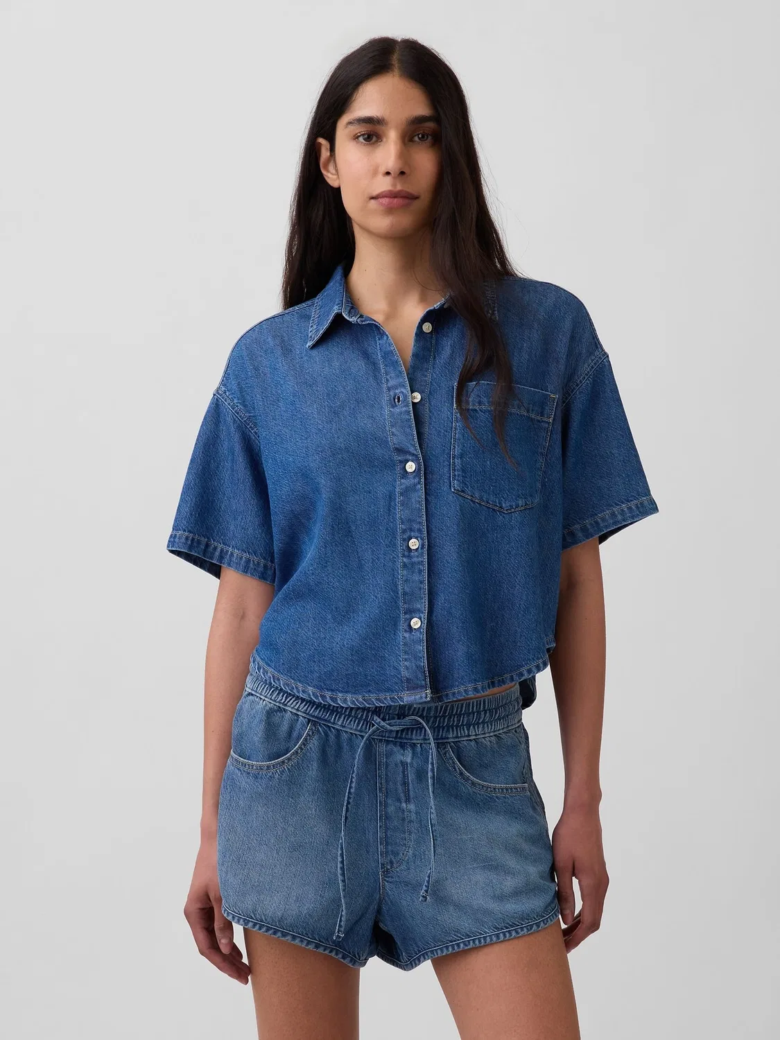 Джинсовая рубашка оверсайз Gap UltraSoft Medium Wash