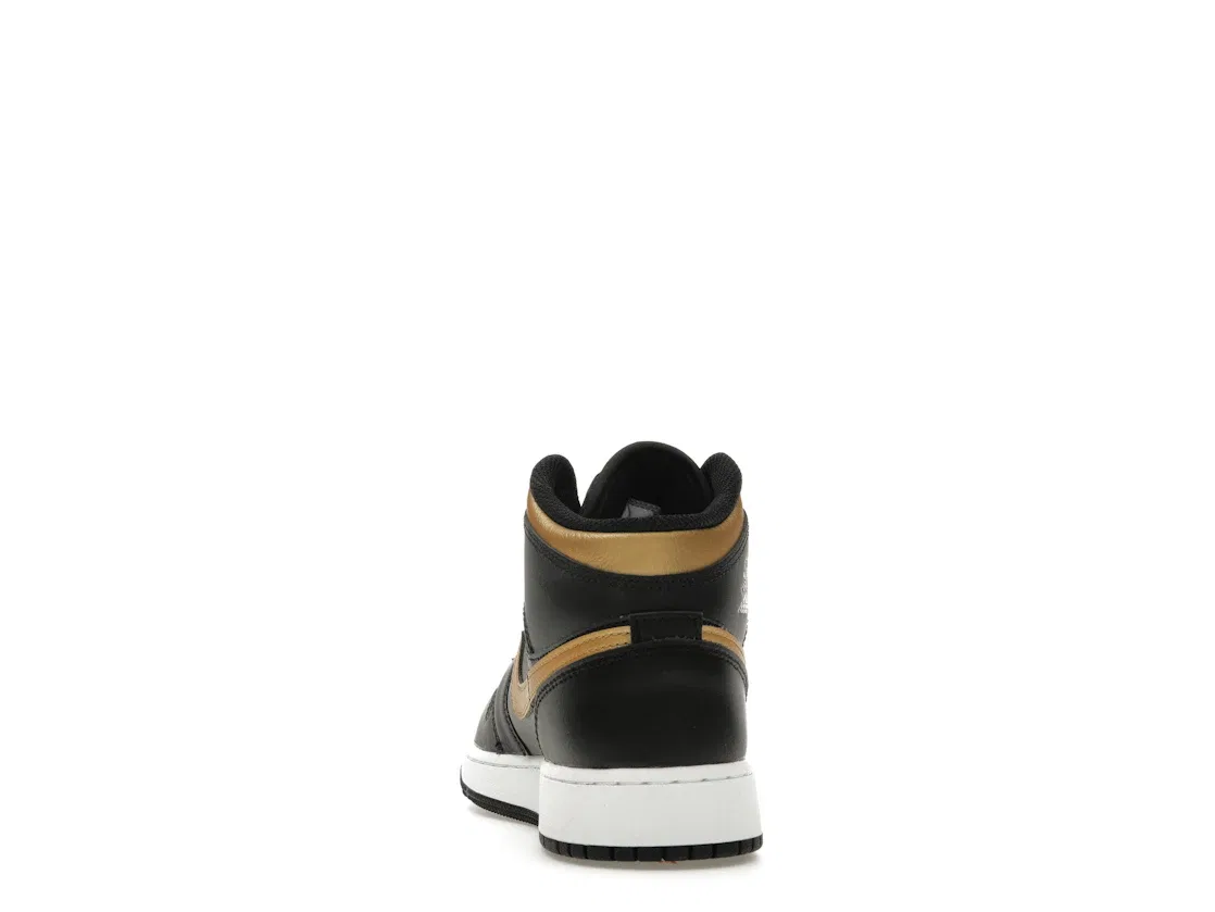 Детские кроссовки Lifestyle с принтом Jordan 1 Mid Jordan, Black White Metallic Gold — фото 4