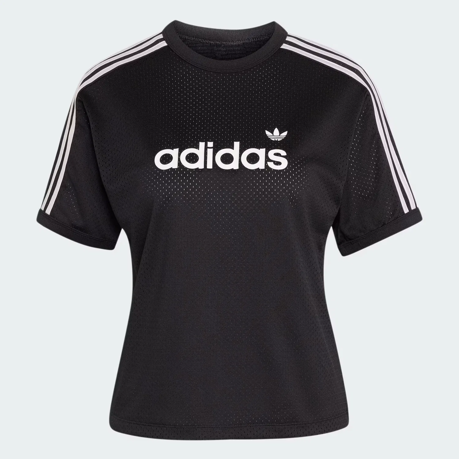 Женская сетчатая футболка с круглым вырезом LINEAER Adidas Originals, черный/белый — фото 4