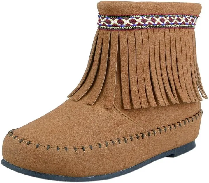 Детские ботинки для девочек с бахромой The Doll Maker Brown Fringe Ankle Boot, Dark Brown