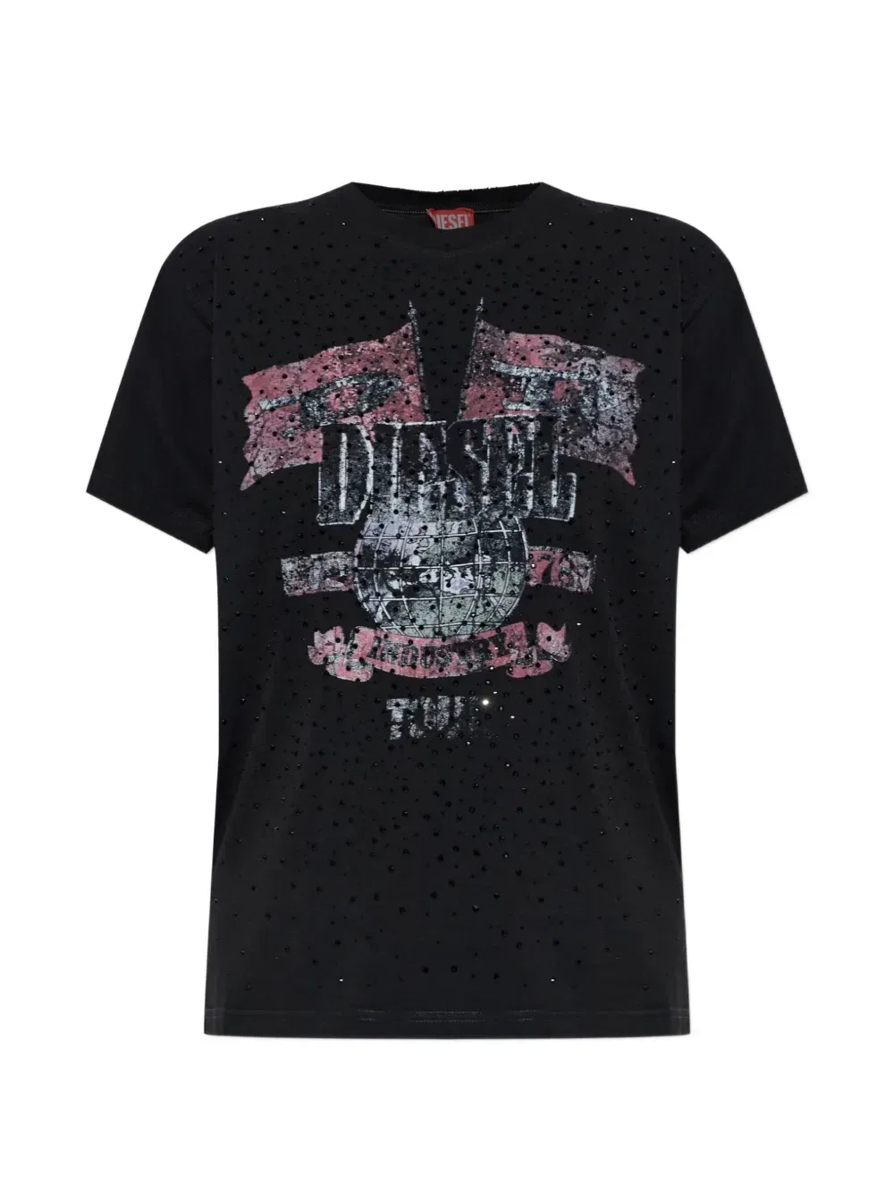 Футболка T-Marly с принтом и украшениями DIESEL, черный