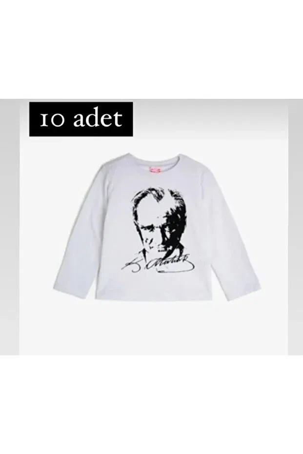 Детский лонгслив для девочек с принтом Unisex signed ataturk printed 10 pieces long sleeve t-shirt 23 april 29 october 10 october Fatella, White