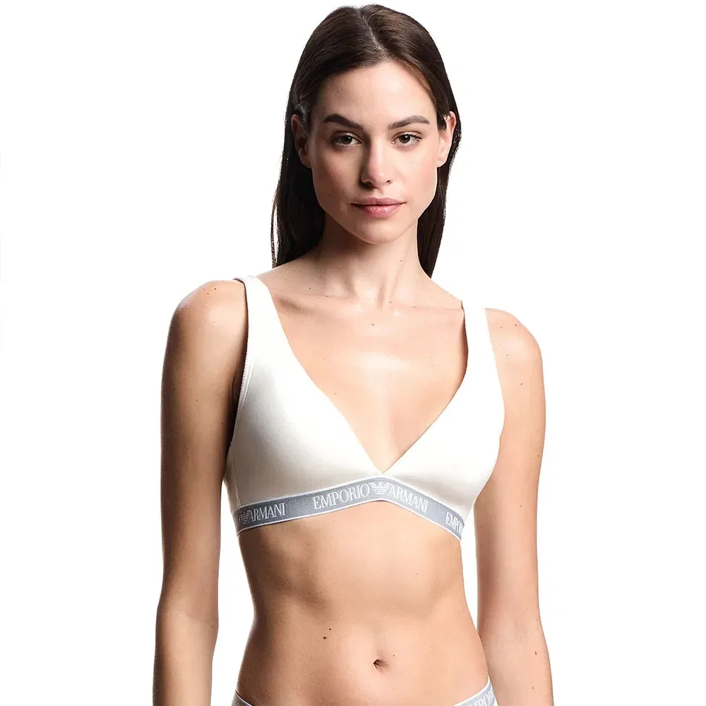 Женское бюстгальтер-треугольник с логотипом Emporio armani, White