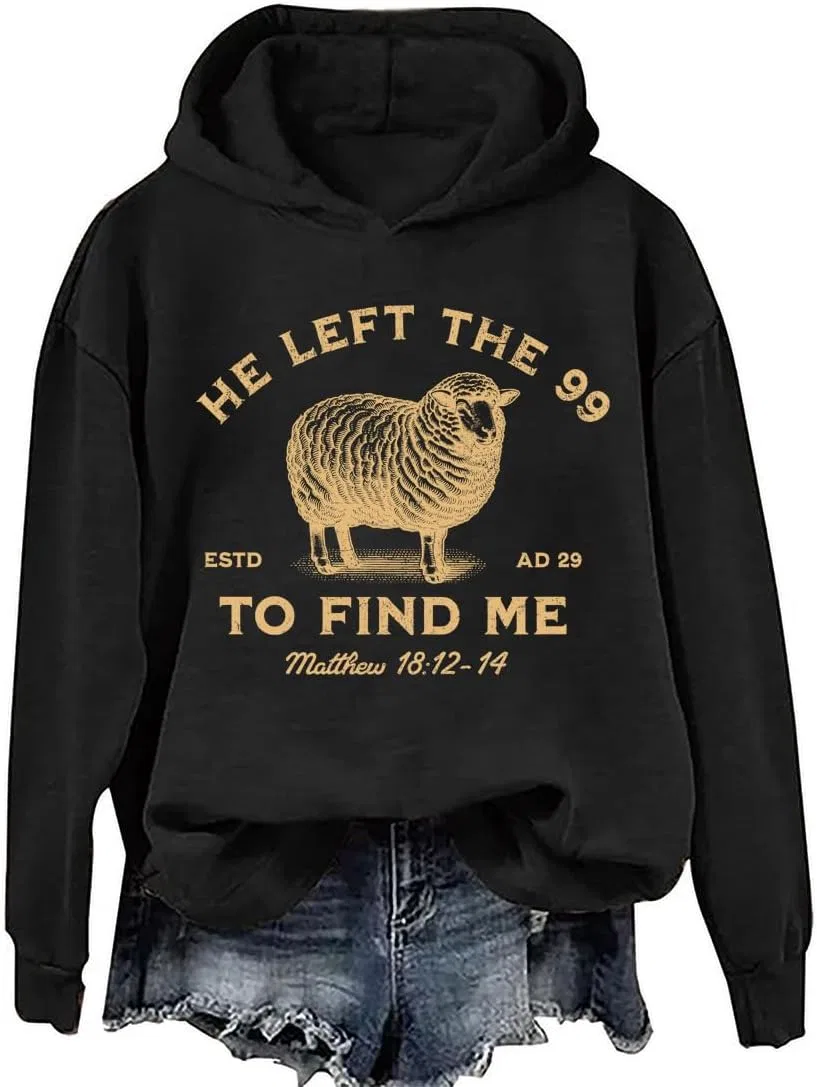 Женский свитшот с принтом He Left The 99 To Find Me, чёрный