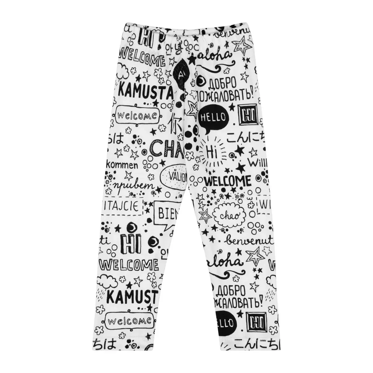 Детские леггинсы для девочек с принтом Hello Leggings Mixed Up Clothing, White