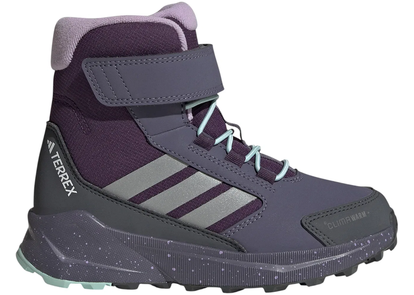 Детские кроссовки для активного отдыха с высоким верхом Adidas Terrex Trailmaker 2 High Climawarm+, Aurora Plum/Matte Silver/Semi Flash Aqua