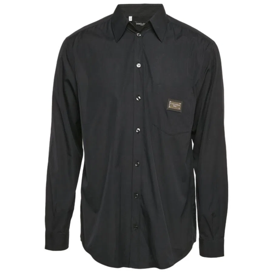 Мужская рубашка с длинным рукавом из хлопка Dolce & Gabbana, Black