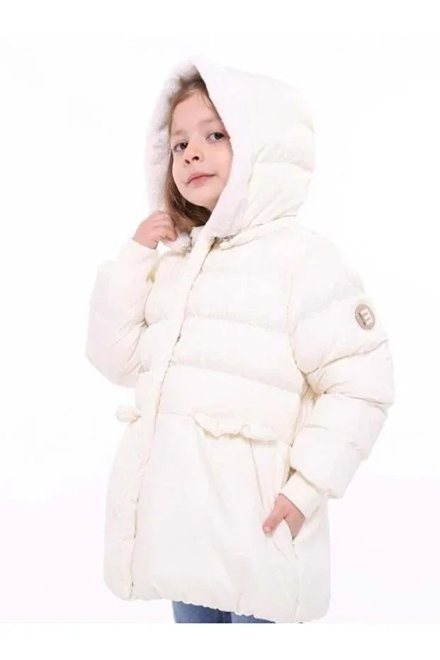 Детское зимнее пальто с капюшоном Zekids, Cream — фото 4