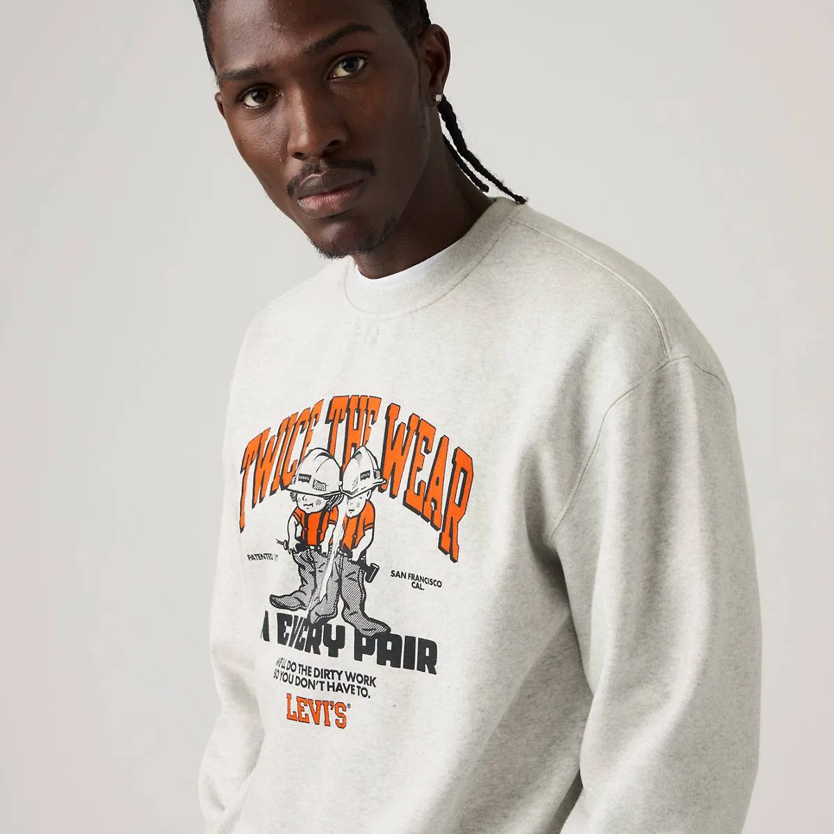 Свободная толстовка с графическим принтом и круглым вырезом Levi's, Twice The Wear Light Heather Grey - Grey — фото 2