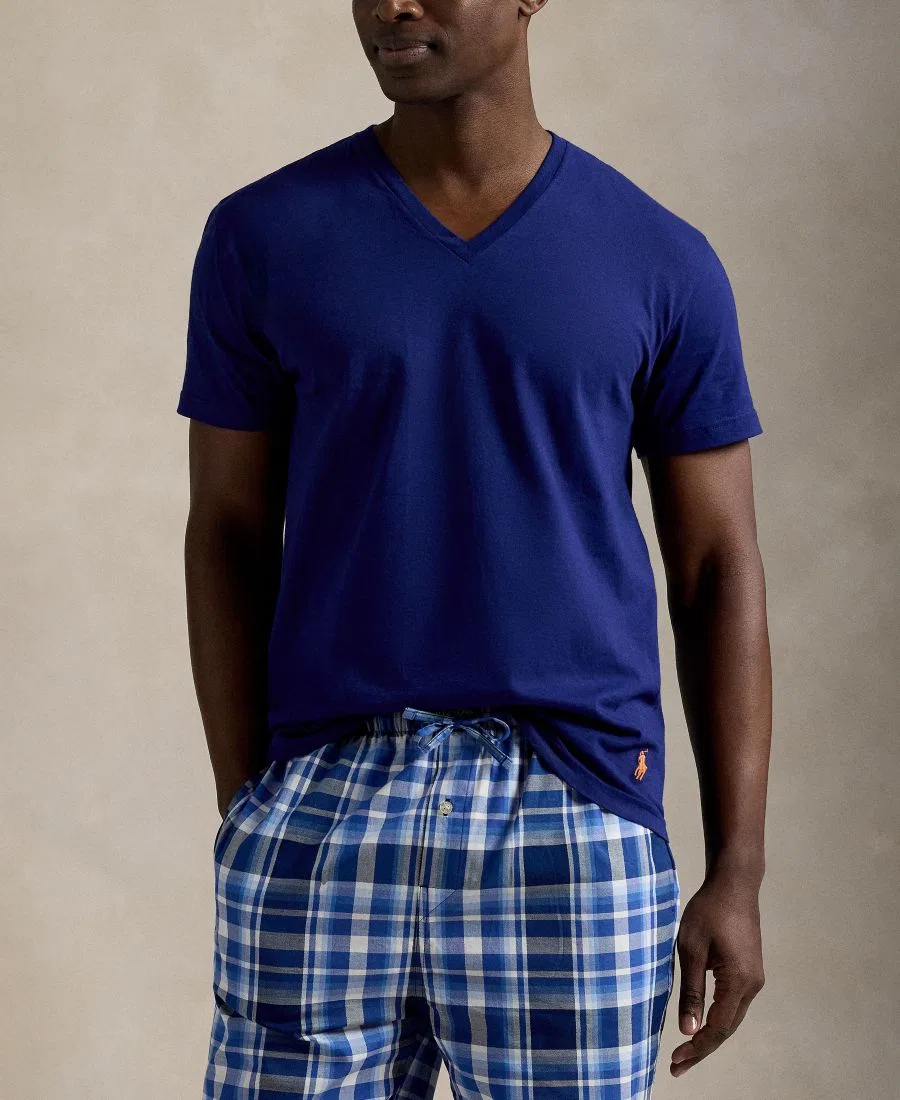 Мужской комплект футболок с V-образным вырезом 3 шт Polo Ralph Lauren, Fall Royal/Harbor Island Blue/May Orange — фото 2