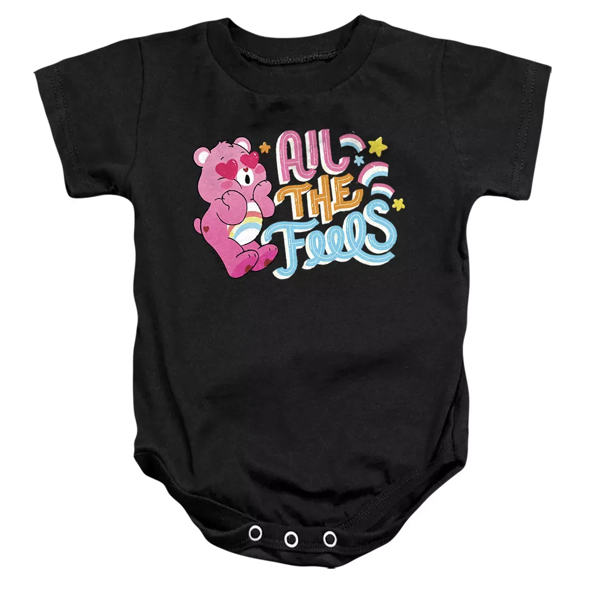 Детское боди с коротким рукавом Care Bears Cheer Bear Hearts And Rainbows, Black