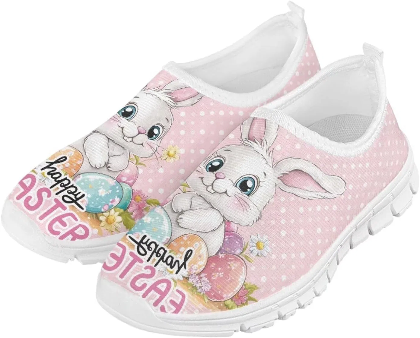 Детские кеды на шнуровке с нескользящей подошвой Rweroyiu, Easter Bunny Pink