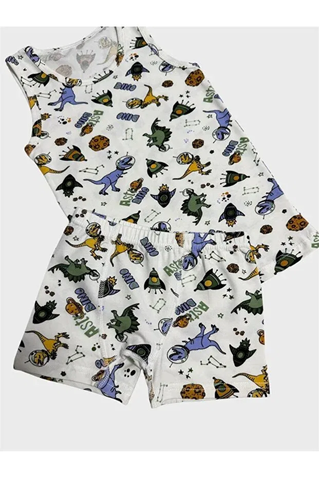 Детский комплект для мальчиков хлопковый с принтом Boxer Shorts Elmas Kids, White — фото 4