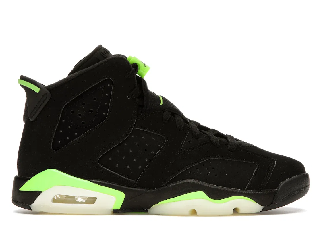 Детские кроссовки с принтом Jordan 6 Retro Electric Green GS Jordan, Black/Electric Green