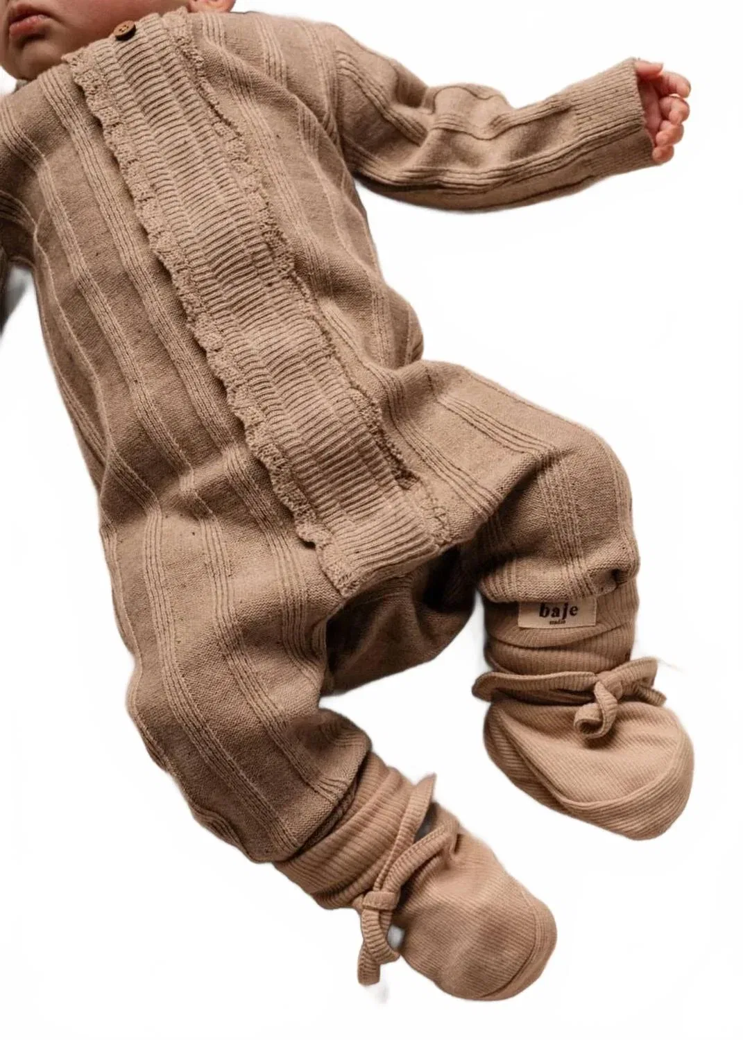 Детский вязаный комбинезон-боди с оборками Cotes Knitted Coverall Baje Studio, Peach Almond — фото 3