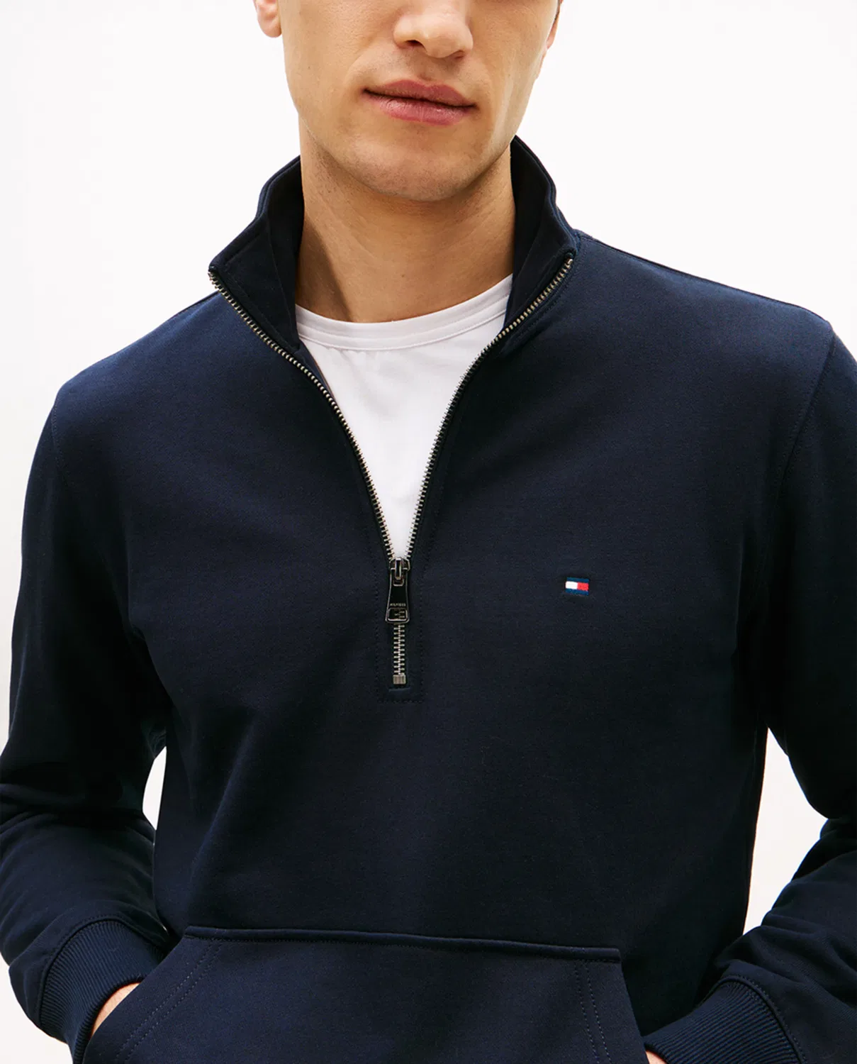 Мужская свитшот без капюшона с полузастежкой-молнией Tommy Hilfiger, Azul Marino — фото 3